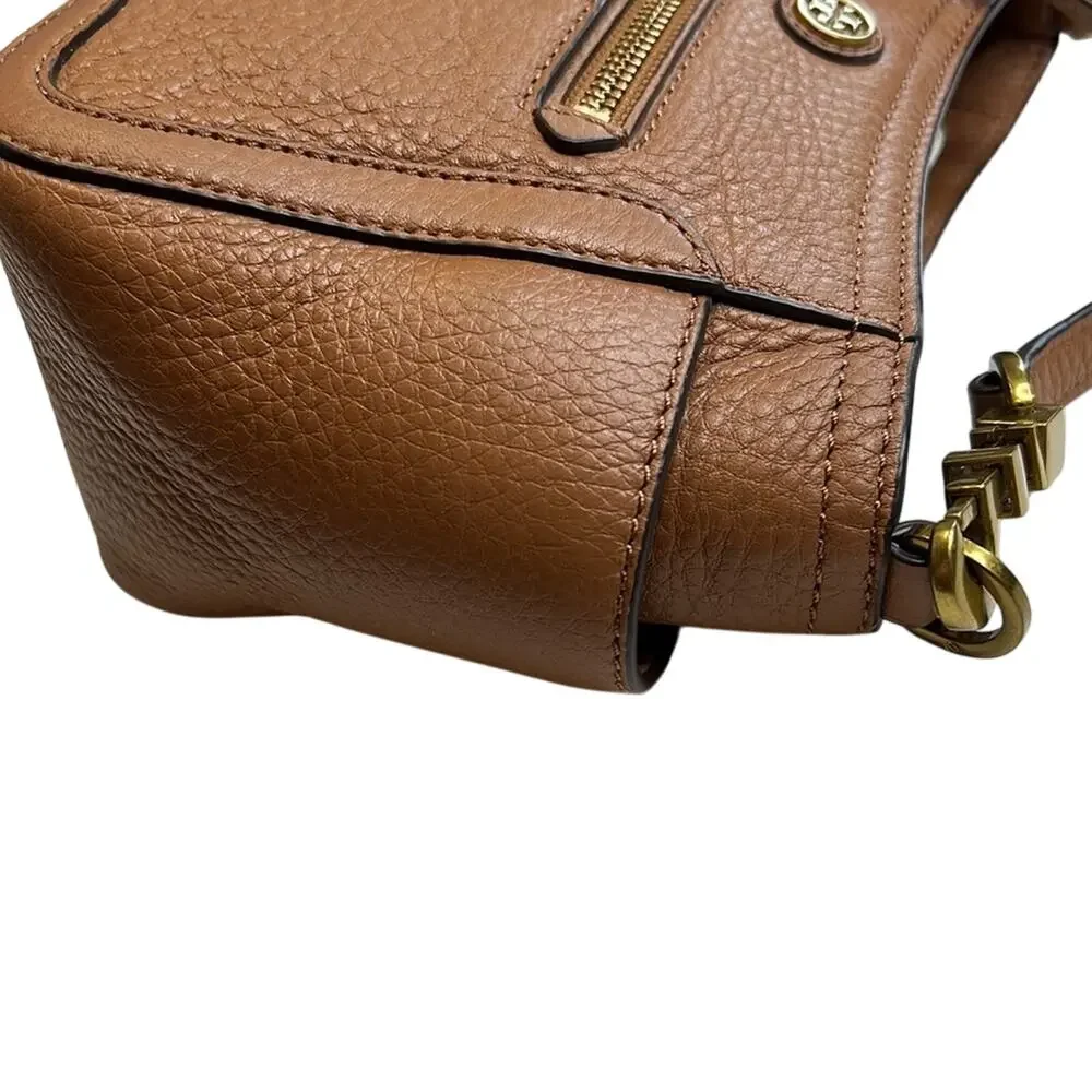 Tory Burch Light Camel Brown Pebbled Leather Crossbody Bag w/ Gold Hardware NWOT